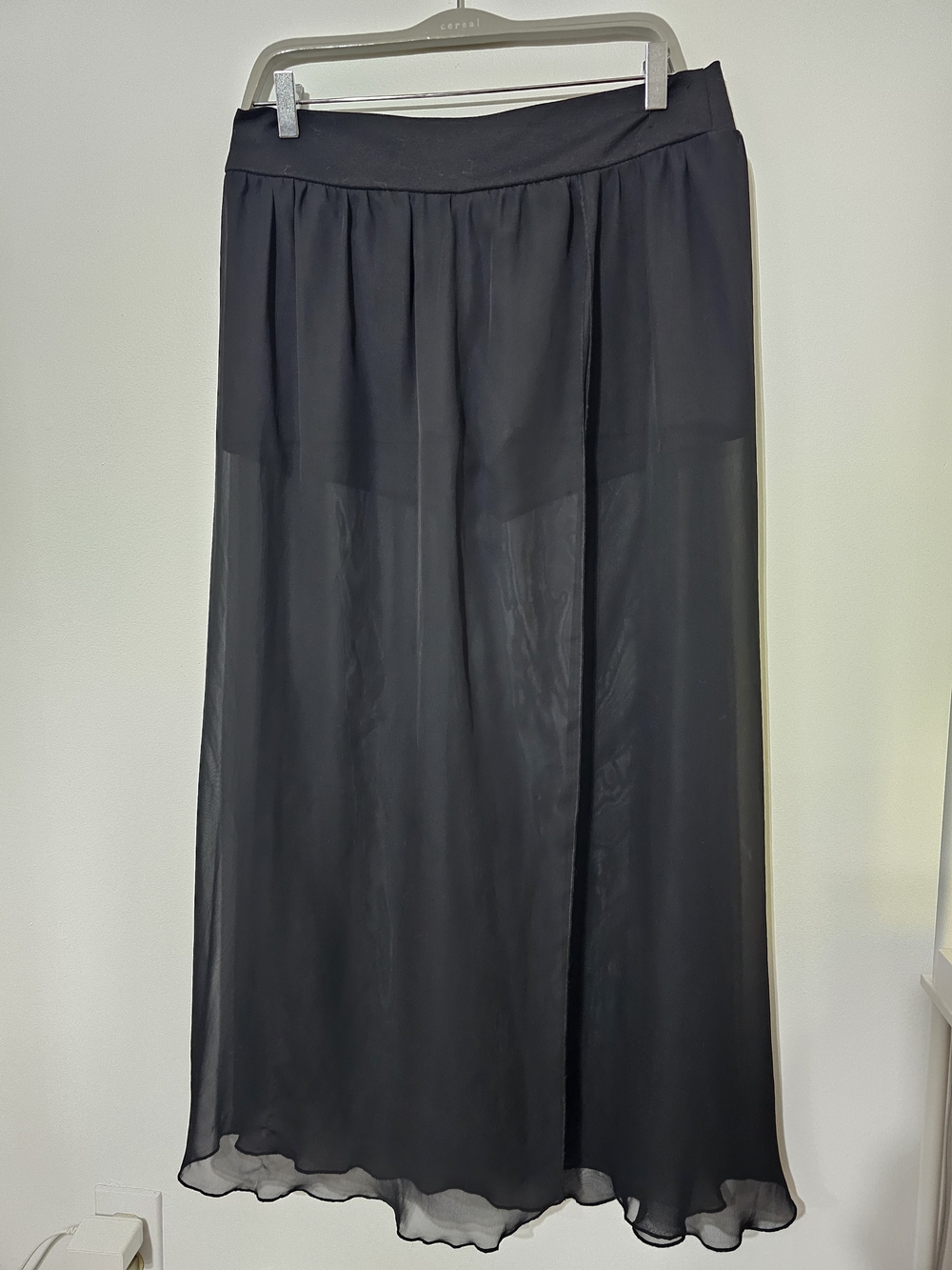 Valia Black Sheer Chiffon Maxi Skirt